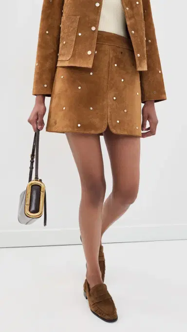 HUNTER BELL Dottie Suede Skirt Saddle 4 | Thumbnail 2