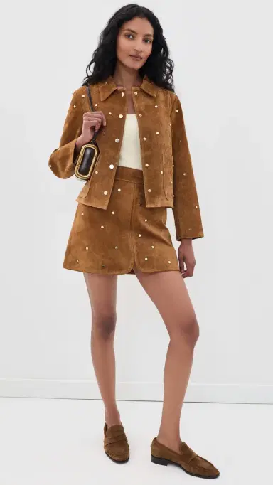 HUNTER BELL Dottie Suede Skirt Saddle 4 | Thumbnail 5