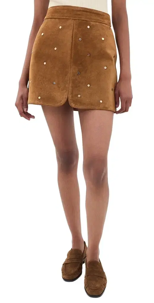 HUNTER BELL Dottie Suede Skirt Saddle 0