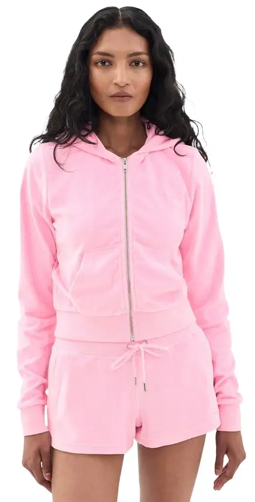 Sporty & Rich Signature Logo Krystal Zip Hoodie