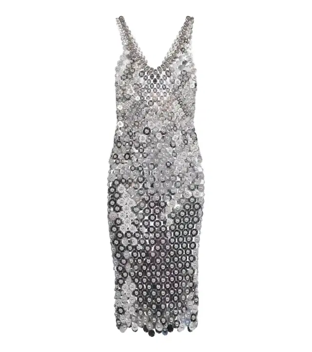 Chainmail embellished cocktail dress