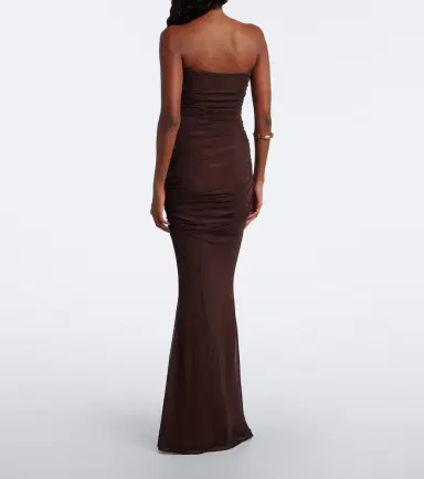 Retrofête Retrofête Isadore draped strapless mesh dress | Thumbnail 5