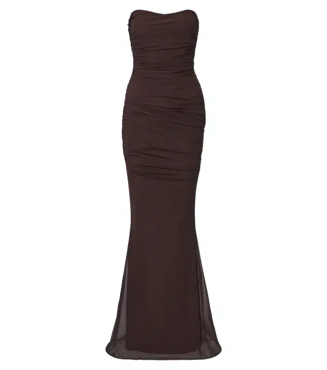 Retrofête Retrofête Isadore draped strapless mesh dress