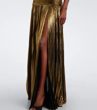 Retrofête Retrofête Thalia plissé halterneck lamé gown | Thumbnail 5