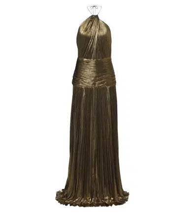 Retrofête Retrofête Thalia plissé halterneck lamé gown | Thumbnail 1