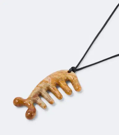 Lemaire Gua Sha leather necklace with yellow jasper | Thumbnail 3