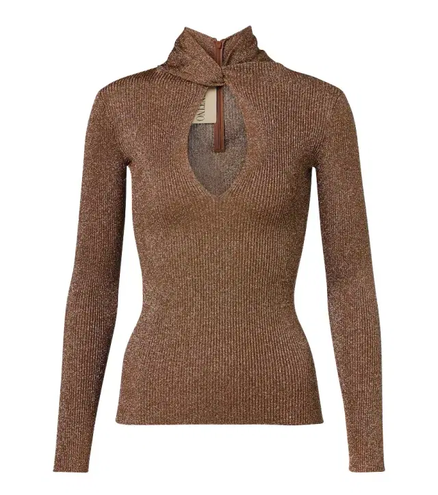 Valentino Cut-out lamé sweater