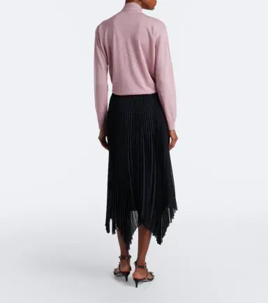 Valentino Asymmetric plissé georgette midi skirt | Thumbnail 3