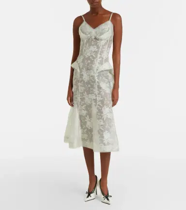 Alexander McQueen Peplum silk lace corset dress | Thumbnail 4