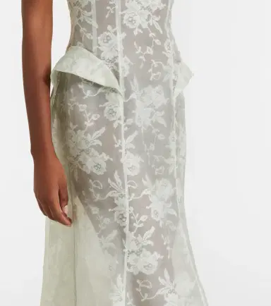 Alexander McQueen Peplum silk lace corset dress | Thumbnail 5