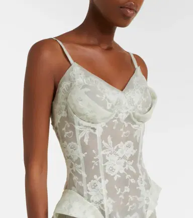 Alexander McQueen Peplum silk lace corset dress | Thumbnail 6