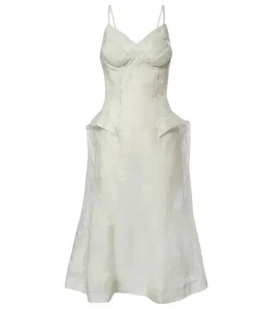 Alexander McQueen Peplum silk lace corset dress | Thumbnail 1