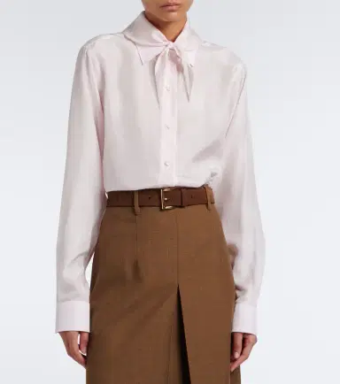Prada Tie-neck silk poplin blouse | Thumbnail 6 Prada Tie-neck silk poplin blouse | Thumbnail 6