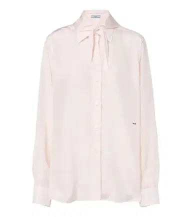 Prada Tie-neck silk poplin blouse | Thumbnail 1 Prada Tie-neck silk poplin blouse | Thumbnail 1