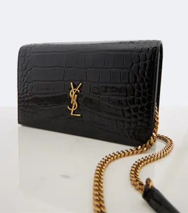 Saint Laurent Cassandre croc-effect leather chain wallet | Thumbnail 3