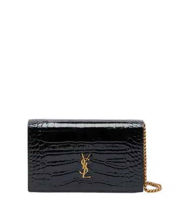 Saint Laurent Cassandre croc-effect leather chain wallet | Thumbnail 1