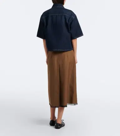 Prada Chiffon-trimmed virgin wool midi skirt | Thumbnail 6
