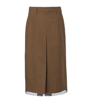 Prada Chiffon-trimmed virgin wool midi skirt | Thumbnail 1