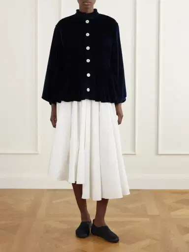 Les Vacances D’Irina Gathered Cotton-velvet Blouse | Thumbnail 2