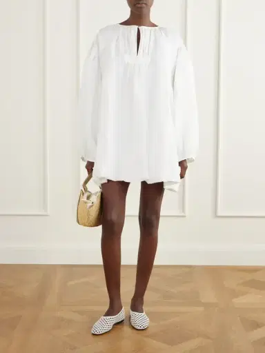 Les Vacances D’Irina Cloud Gathered Linen Mini Dress | Thumbnail 2