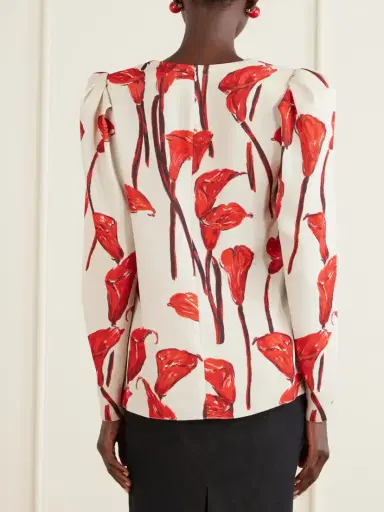 Carolina Herrera Floral-print Cady Blouse | Thumbnail 4