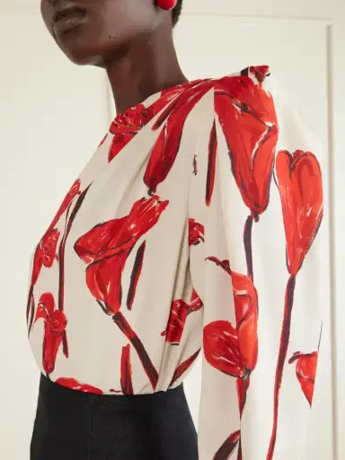 Carolina Herrera Floral-print Cady Blouse | Thumbnail 5