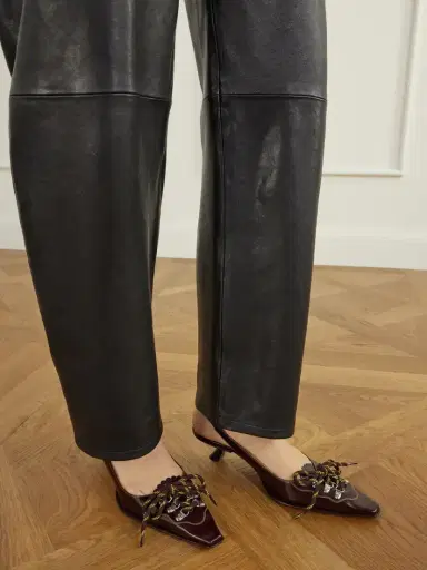 Marni Lace-up Leather Slingback Pumps | Thumbnail 2