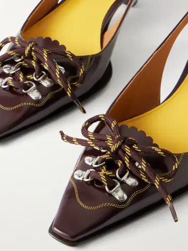 Marni Lace-up Leather Slingback Pumps | Thumbnail 5