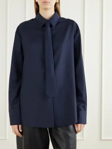The Frankie Shop Peri Tie-detailed Oversized Georgette Shirt | Thumbnail 3