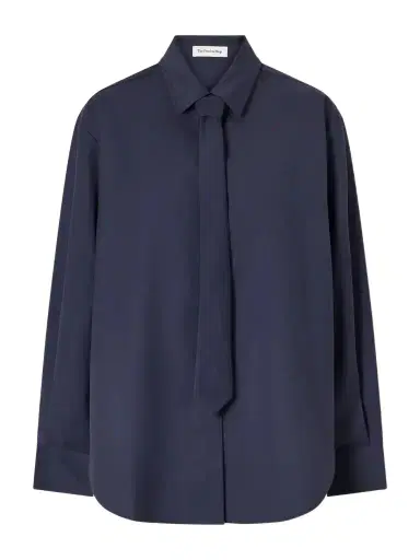 The Frankie Shop Peri Tie-detailed Oversized Georgette Shirt | Thumbnail 1