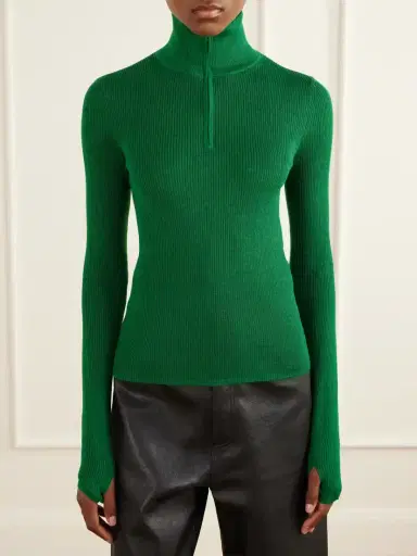 The Frankie Shop Ribbed Half-zip Wool And Silk-blend Sweater | Thumbnail 3 The Frankie Shop Ribbed Half-zip Wool And Silk-blend Sweater | Thumbnail 3