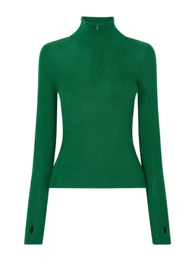 The Frankie Shop Ribbed Half-zip Wool And Silk-blend Sweater | Thumbnail 1 The Frankie Shop Ribbed Half-zip Wool And Silk-blend Sweater | Thumbnail 1