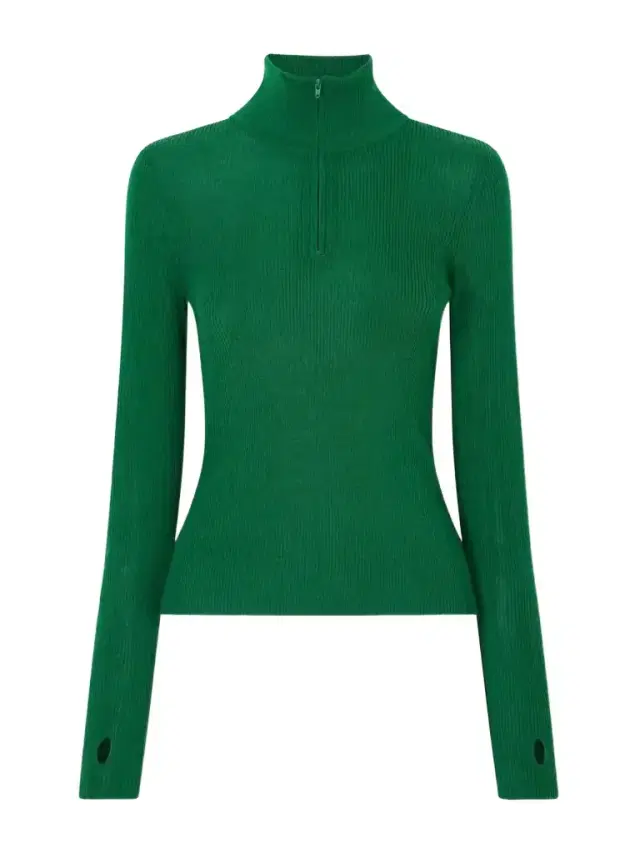 The Frankie Shop Ribbed Half-zip Wool And Silk-blend Sweater