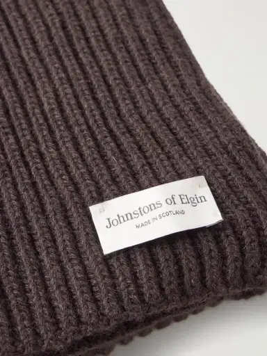 Johnstons of Elgin Lovat Cashmere Ribbed Scarf | Thumbnail 4