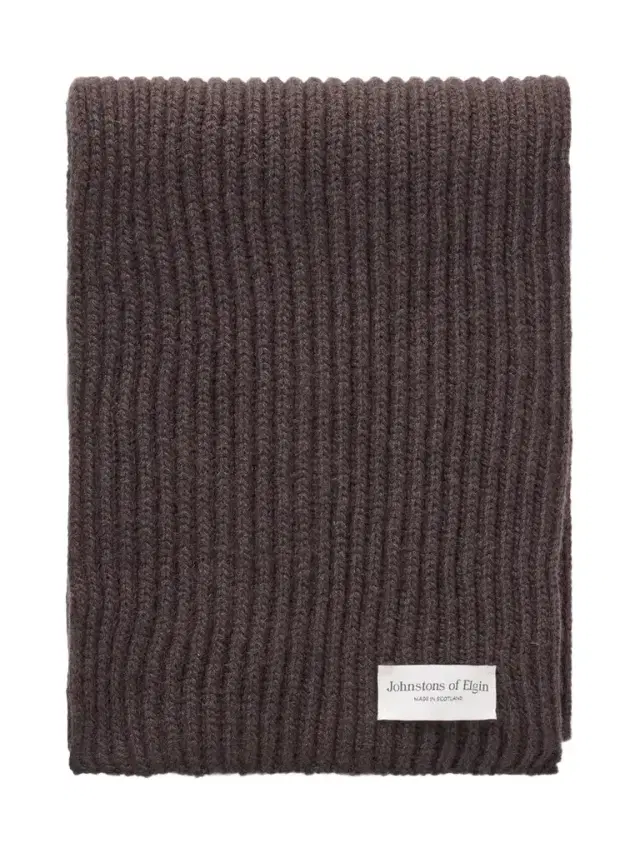Johnstons of Elgin Lovat Cashmere Ribbed Scarf