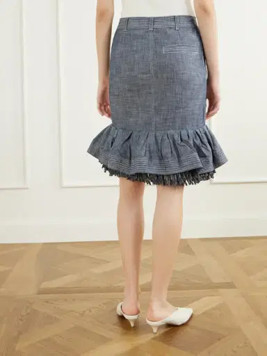 Jacquemus La Jupe Cabana Fringed Ruffled Denim Mid-rise Skirt | Thumbnail 4 Jacquemus La Jupe Cabana Fringed Ruffled Denim Mid-rise Skirt | Thumbnail 4