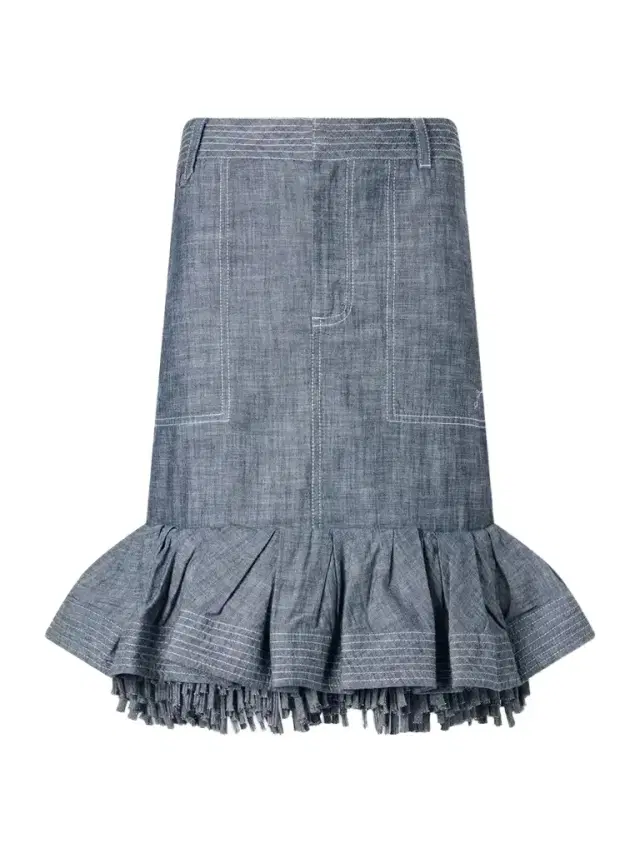 Jacquemus La Jupe Cabana Fringed Ruffled Denim Mid-rise Skirt