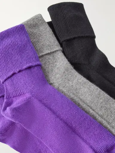 Johnstons of Elgin Set Of Three Ribbed Cashmere-blend Socks | Thumbnail 2