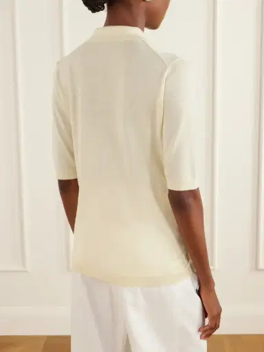 Studio Nicholson Ribbed Merino Wool And Silk-blend Polo Sweater | Thumbnail 4 Studio Nicholson Ribbed Merino Wool And Silk-blend Polo Sweater | Thumbnail 4