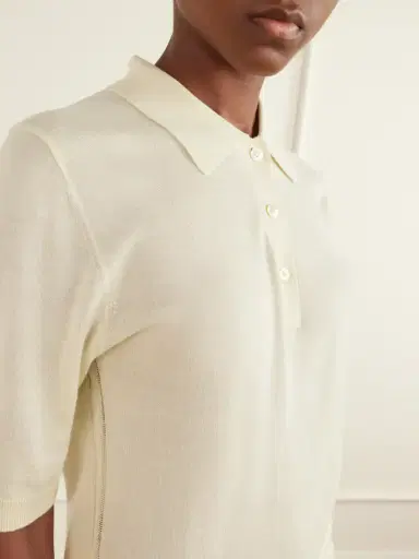 Studio Nicholson Ribbed Merino Wool And Silk-blend Polo Sweater | Thumbnail 5 Studio Nicholson Ribbed Merino Wool And Silk-blend Polo Sweater | Thumbnail 5