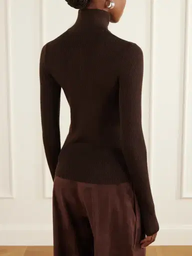 The Frankie Shop Sade Ribbed Wool And Silk-blend Half-zip Sweater | Thumbnail 4 The Frankie Shop Sade Ribbed Wool And Silk-blend Half-zip Sweater | Thumbnail 4