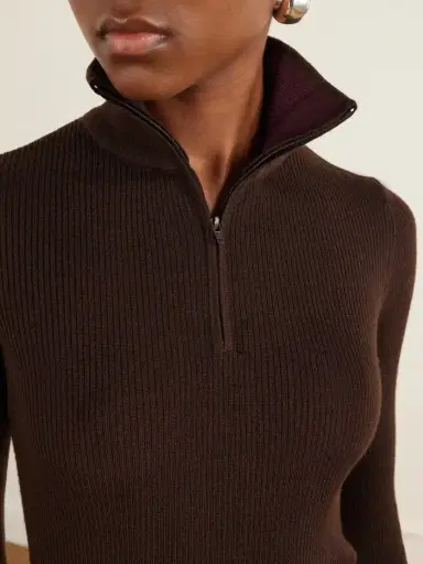 The Frankie Shop Sade Ribbed Wool And Silk-blend Half-zip Sweater | Thumbnail 5 The Frankie Shop Sade Ribbed Wool And Silk-blend Half-zip Sweater | Thumbnail 5