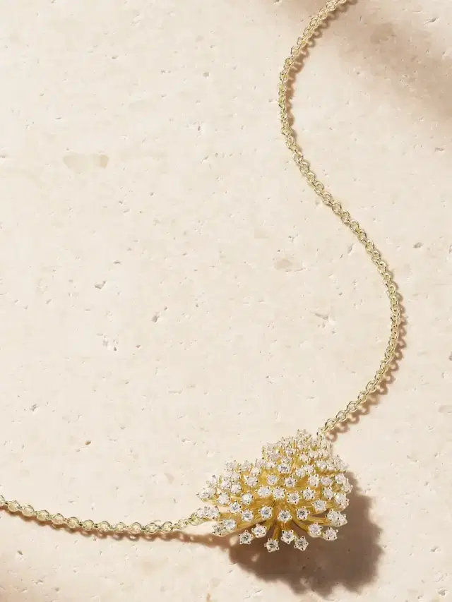 Sydney Evan Burst Flower Heart 14-karat Gold Diamond Necklace