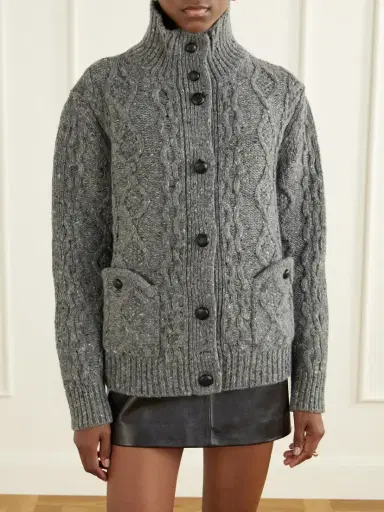 Blazé Milano Elfe Joni Cable-knit Wool-blend Cardigan | Thumbnail 3