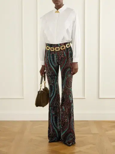Etro Paisley-appliquéd Mesh Flared Pants | Thumbnail 2 Etro Paisley-appliquéd Mesh Flared Pants | Thumbnail 2