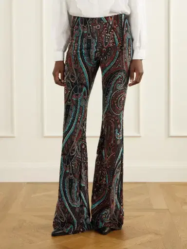 Etro Paisley-appliquéd Mesh Flared Pants | Thumbnail 3 Etro Paisley-appliquéd Mesh Flared Pants | Thumbnail 3