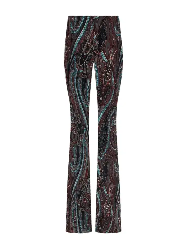 Etro Paisley-appliquéd Mesh Flared Pants