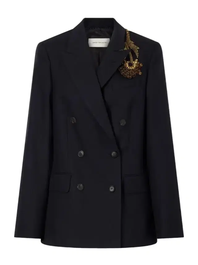 Embellished Double-breasted Wool Blazer