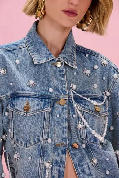 PatBo CRYSTAL DENIM EMBROIDERED JACKET | Thumbnail 3