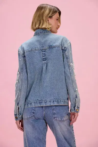 PatBo CRYSTAL DENIM EMBROIDERED JACKET | Thumbnail 4